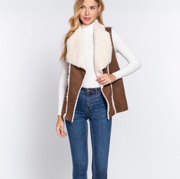 Women's Faux Sued Fur Vest Size L - Picture 3 of 6